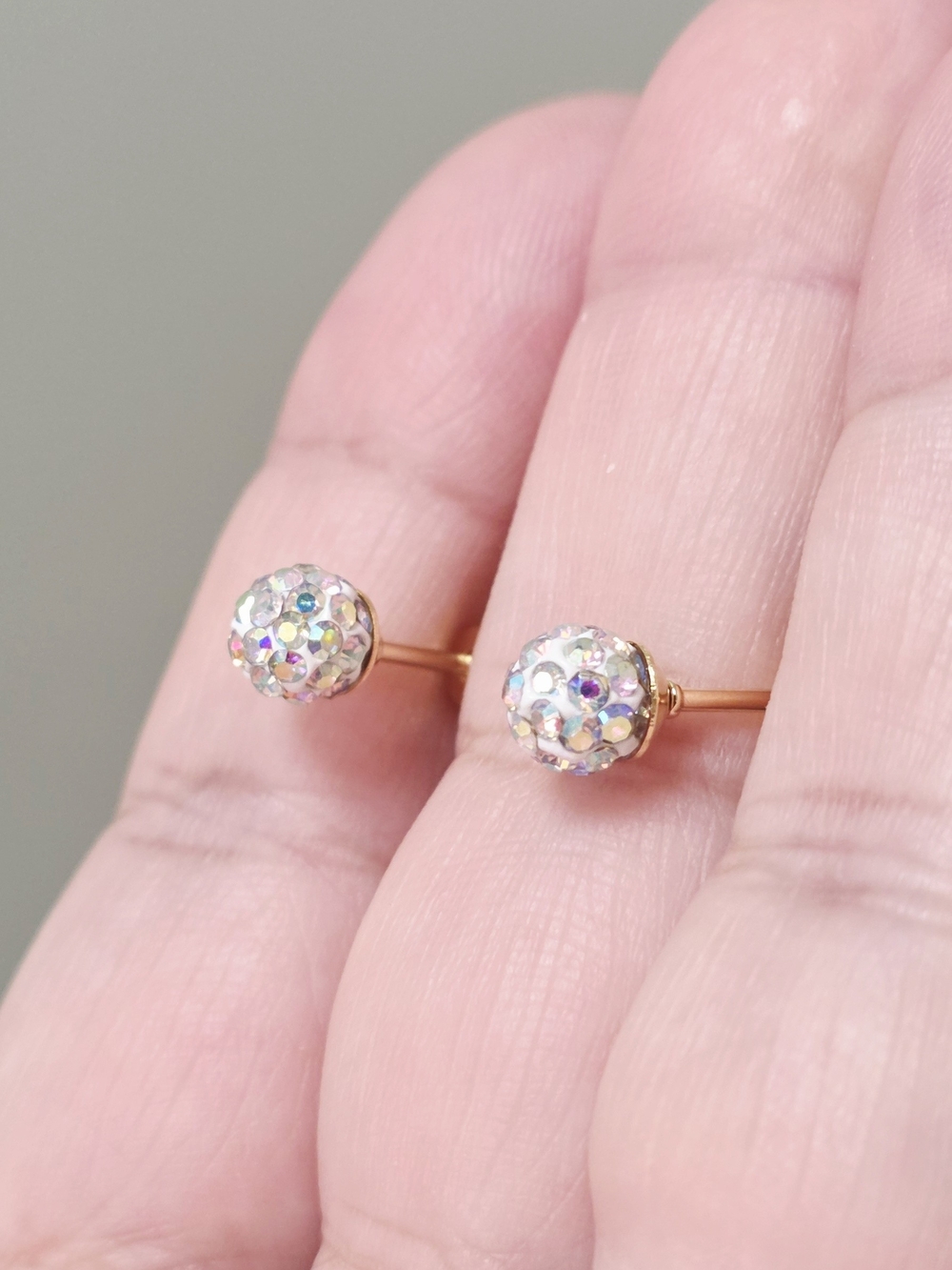 14K Gold Plated Iridescent Crystal Ball Stud Earrings - Women Jewelry Earrings